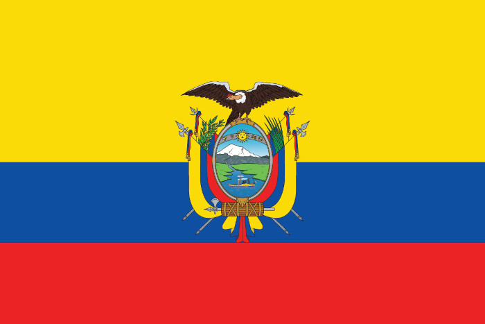 Bandeira do Equador, país da América do Sul.