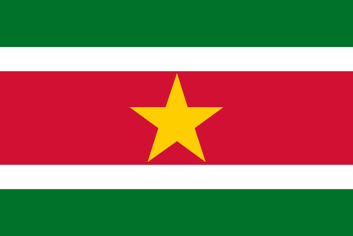 Bandeira do Suriname, país da América do Sul.