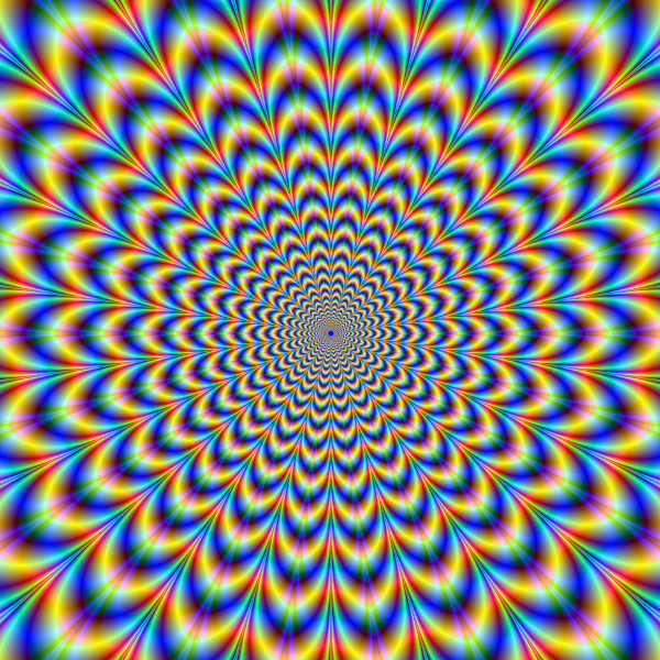 Pulso psicodélico colorido, um exemplo de ilusão de ótica.