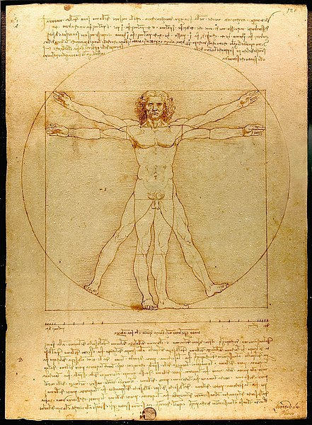 O “Homem Vitruviano”, de Leonardo da Vinci, artista do renascimento.