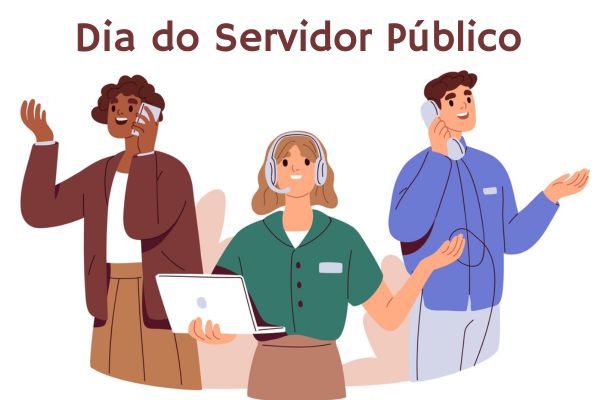 Representação de servidores públicos. Texto na imagem: Dia do Servidor Público.