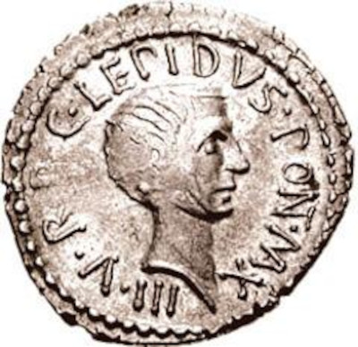 Lépido, membro do Segundo Triunvirato, representado em uma moeda romana.