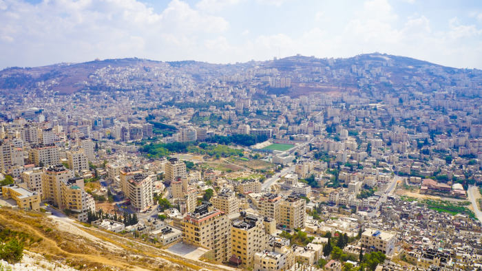 Vista aérea de Nablus, na Cisjordânia.