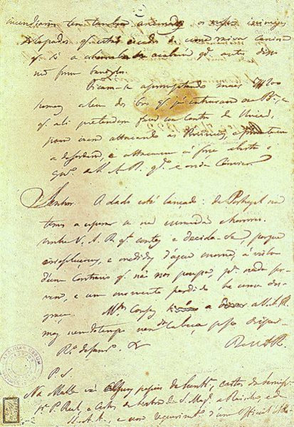Carta enviada por José Bonifácio a D. Pedro I.