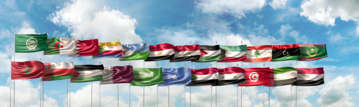 Bandeira dos países que integram a Liga Árabe.