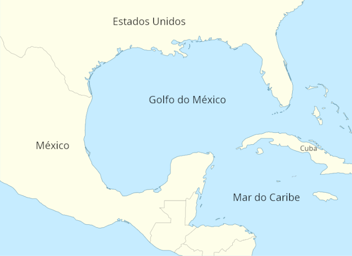Localização do Golfo do México em mapa.[1]