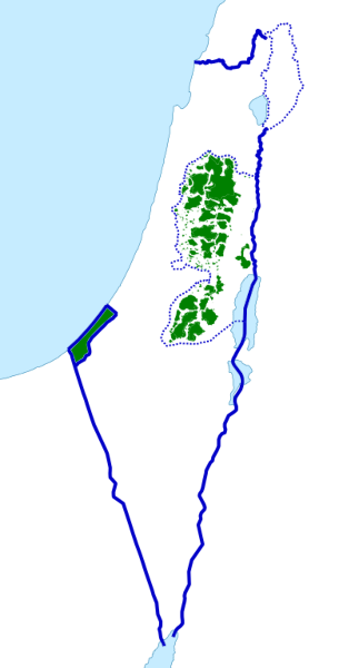 Mapa mostrando a região da Palestina e do Estado de Israel, um dos aspectos relacionados à Questão Palestina.