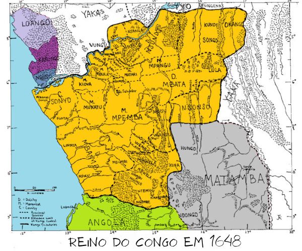 Mapa do território do Congo em 1648.