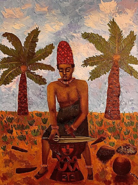 O fundador do Reino do Congo, Nímia Luqueni, em pintura de Mirola Lipscomb.