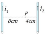Esquema ilustrativo de dois condutores retilíneos e paralelos percorridos por corrente elétrica