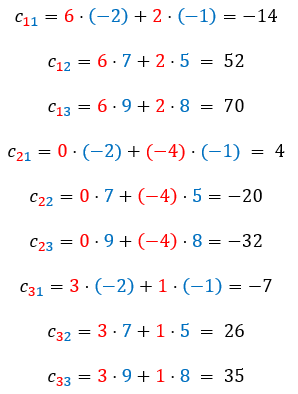 Multiplicação dos termos de 2 matrizes