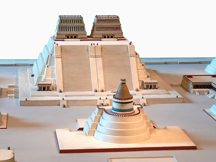 Maquete representativa da cidade de México-Tenochtitlán, construída pelos astecas, povos pré-colombianos.