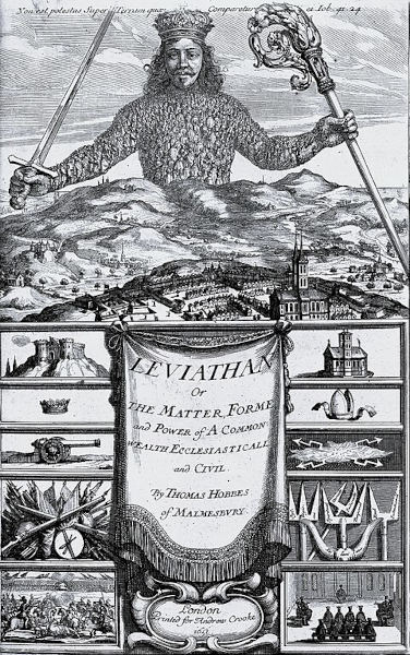 Capa da edição de 1651 da obra “O Leviatã”, de Thomas Hobbes, que reflete sobre o Estado Moderno.