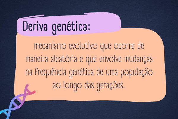 Imagem com fundo azul explicando o que é deriva genética.