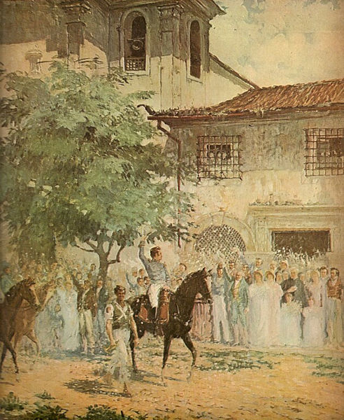 A pintura mostra a entrada das tropas de d. Pedro I em Salvador, em 2 de julho de 1823, marcando a independência da Bahia.
