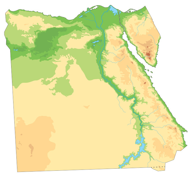Rio Nilo em mapa do Egito.