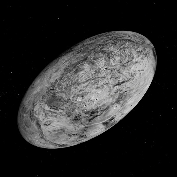 Imagem 3D de Haumea, um dos planetas-anões.