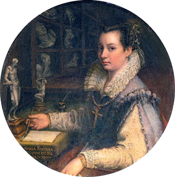 Pintura retratando Lavinia Fontana, uma das mulheres importantes da história.