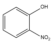 Estrutura do indicador 2-nitrofenol, um exemplo de indicador ácido-base.