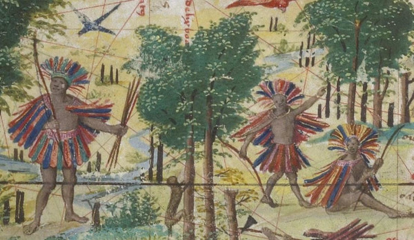 Primeira representação dos povos indígenas brasileiros, de 1519, em alusão aos tupinambás.