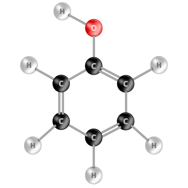 Fórmula estrutural do fenol.