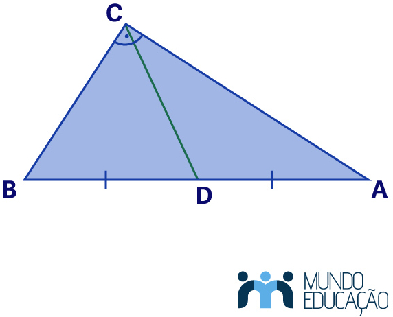 Mediana do triângulo ABC em relação ao vértice C, segmento ligado ao baricentro, um dos pontos notáveis do triângulo.