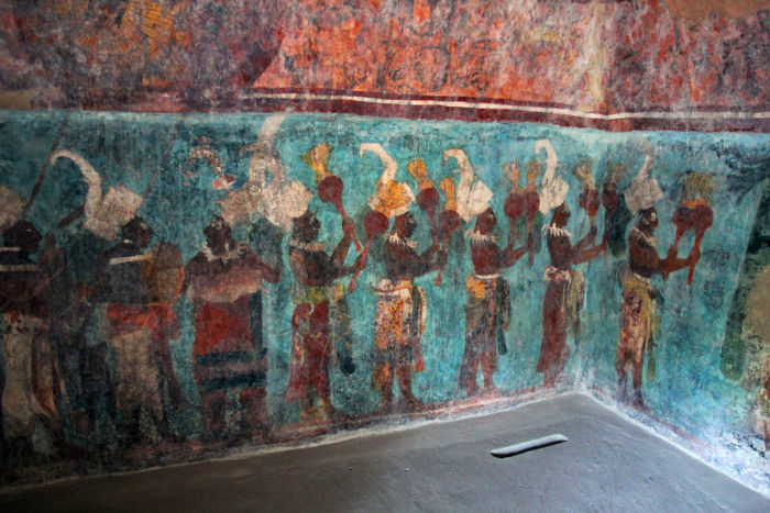 Pintura feita pelos maias no sítio arqueológico de Bonampak.