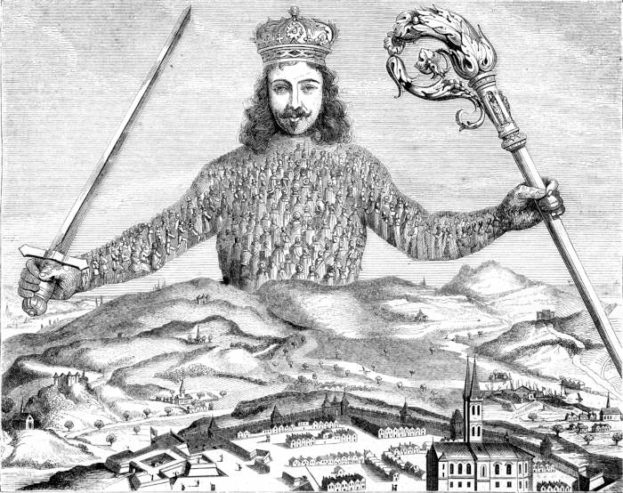 Ilustração do Leviatã que fez parte de uma edição do livro mais famoso de Thomas Hobbes.