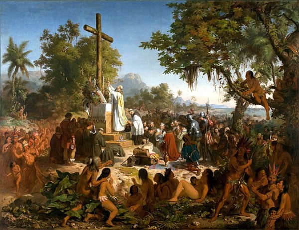 Pintura de Victor Meirelles, “A primeira missa do Brasil”.