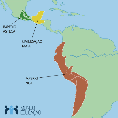 Mapa da localização dos povos pré-colombianos.