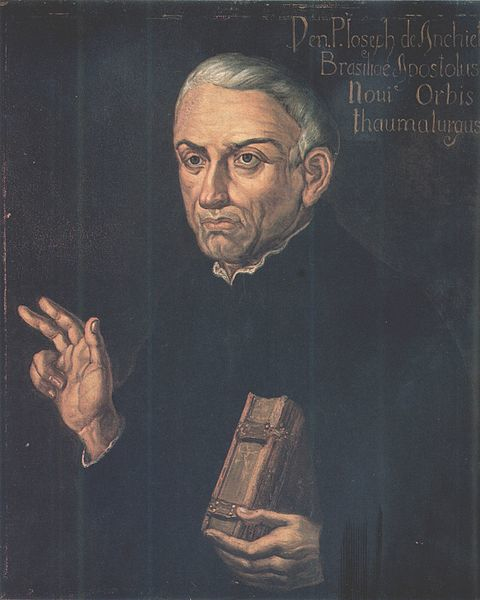 Pintura do padre José de Anchieta, um escritor e santo católico.