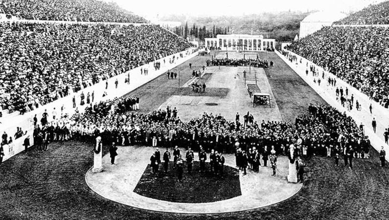 Cerimônia de abertura das primeiras Olimpíadas da era moderna.