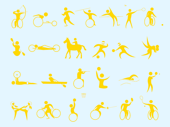  Ilustração mostrando esportes paralímpicos.