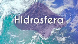 Hidrosfera Título "Hidrosfera" escrito em fundo de nuvens vistas de satélite sobre a hidrosfera.