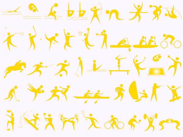 Ilustração mostrando esportes olímpicos.
