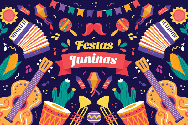 Ilustração sobre as Festas Juninas, uma alusão às diversas simpatias juninas.