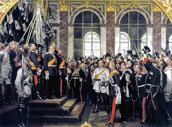 Pintura mostrando a proclamação do Império Alemão em 1871 foi o principal resultado da Unificação Alemã.
