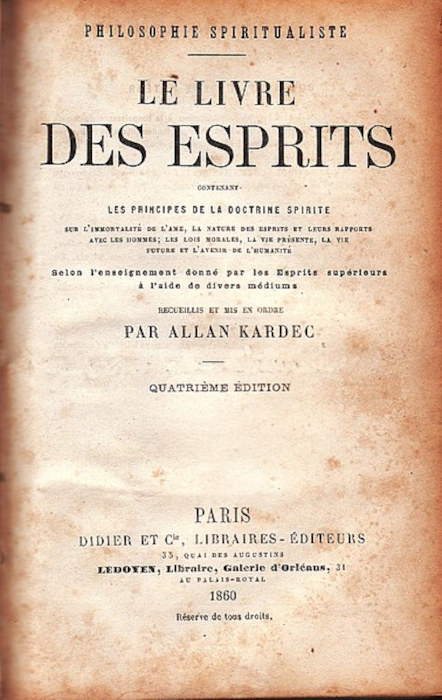 “O Livro dos Espíritos”, de Allan Kardec, um dos principais símbolos do espiritismo.