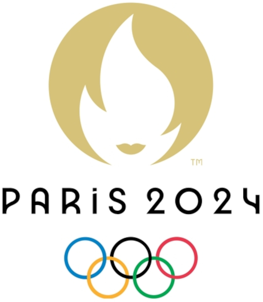 Símbolo das Olimpíadas de Paris 2024, que representa a chama olímpica, a medalha de ouro e Marianne.