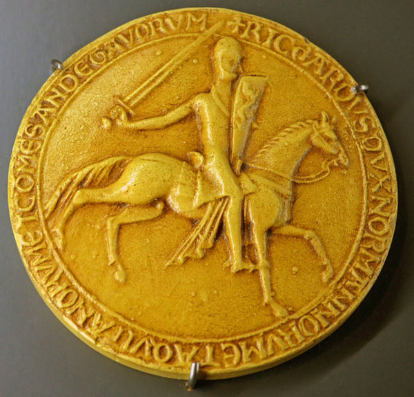 Selo real de Ricardo Coração de Leão, monarca que liderou uma das Cruzadas junto a outros monarcas.