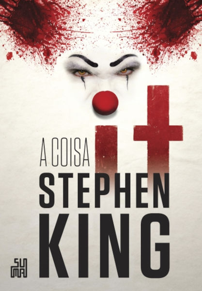 Palhaço e sangue em capa do livro “It”, de Stephen King.