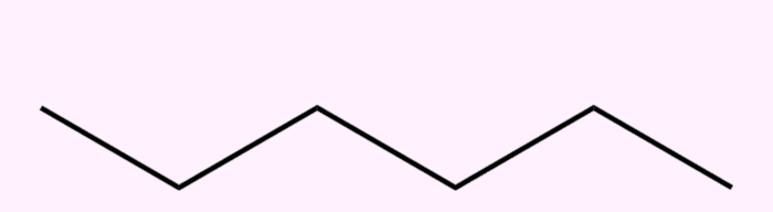 Hexano, exemplo de cadeia homogênea, uma classificação das cadeias de carbono.