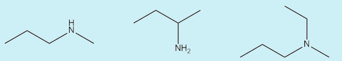 Exemplos de aminas.