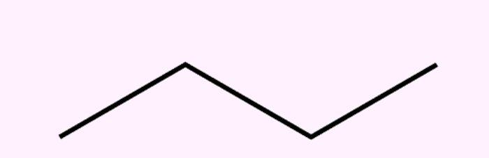 Butano, exemplo de cadeia aberta (ou acíclica) normal, uma classificação das cadeias de carbono.