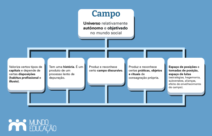 Esquema explicativo sobre o campo, uma das ideias de Pierre Bourdieu.