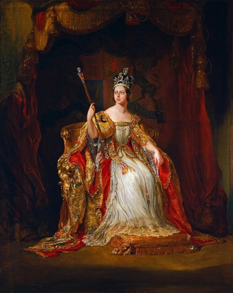 “Rainha Vitória em suas vestes de coroação”, pintura de George Hayter.