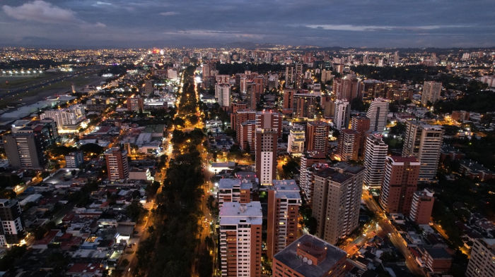 Vista aérea de área urbana da Guatemala, país da América Central.