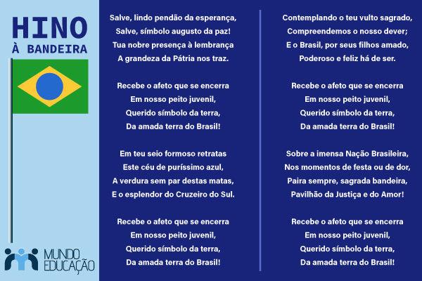 Letra do Hino à Bandeira do Brasil.