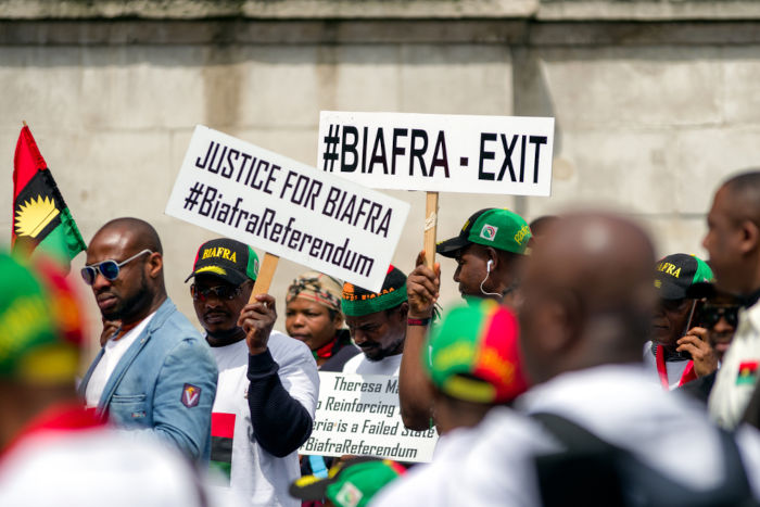 Protesto do movimento separatista de Biafra em 2018, em Londres.[2]