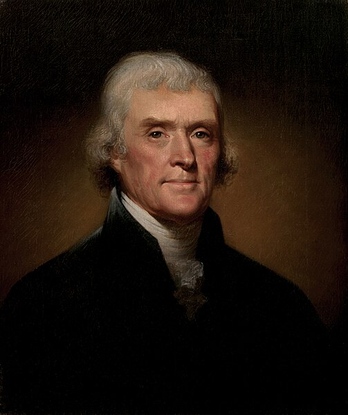 Retrato de Thomas Jefferson, um dos presidentes dos Estados Unidos.